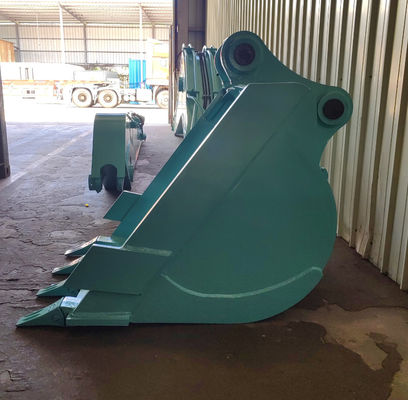 Garandeerde lange afstand graafmachine dipper arm met emmer en cilinder voor CAT Kobelco