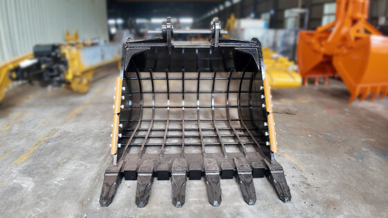 High-Capacity Excavator Rock Sorting Bucket with Mesh for Material Separation